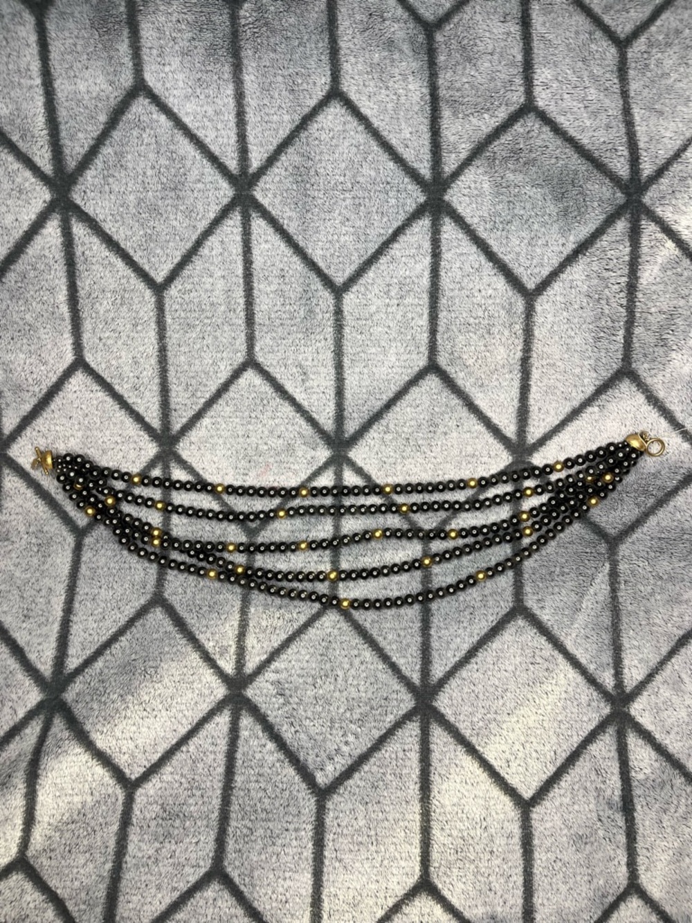 Lauren Ralph Lauren Black Gold Beaded MultiStrand Fashion Statement Necklace NWT - Picture 2 of 6